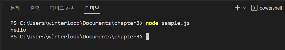 Node.js에서 sample.js 실행하기